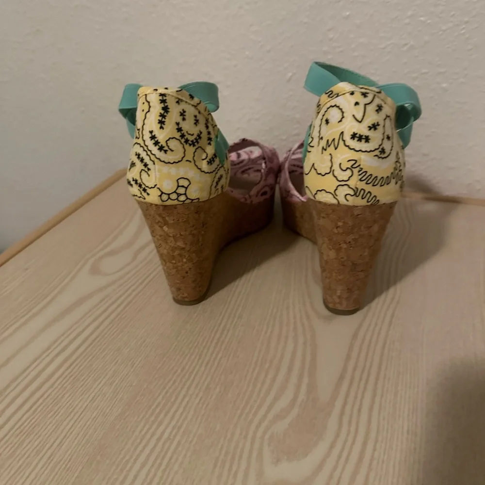 Sugar Pink and Teal Platform Sandals
